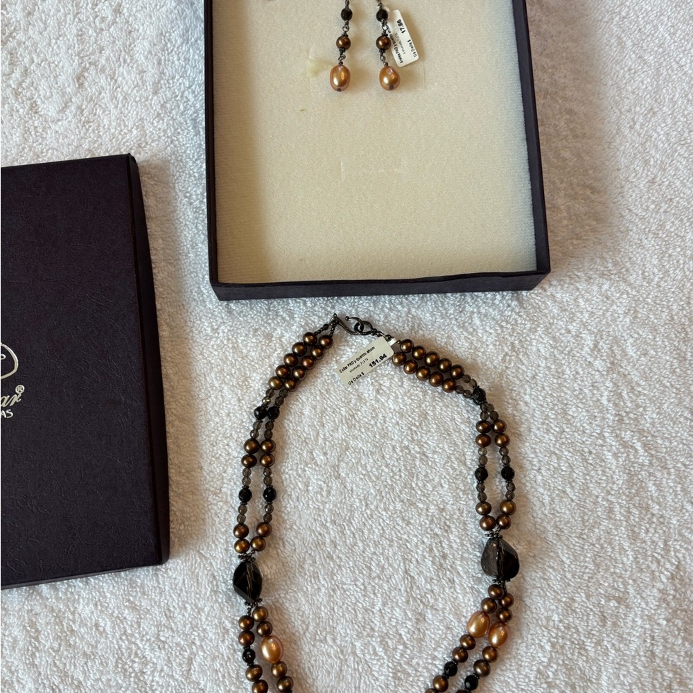 Sophisticated multi brown Beaded Necklace Set